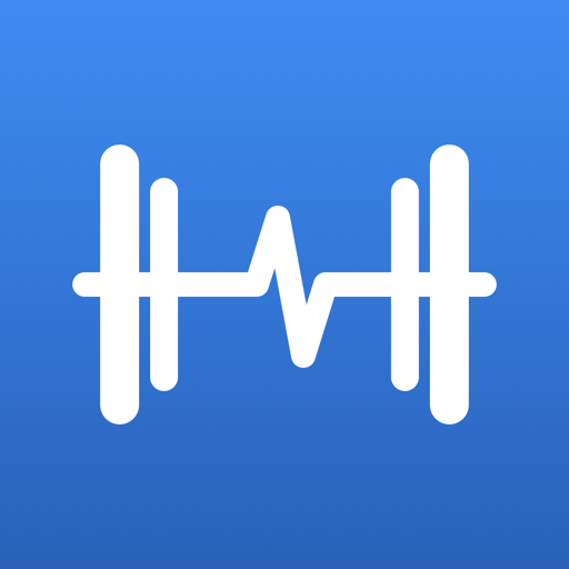 The Forge Fitness app icon: a white barbell with a heartbeat through the bar, on blue.